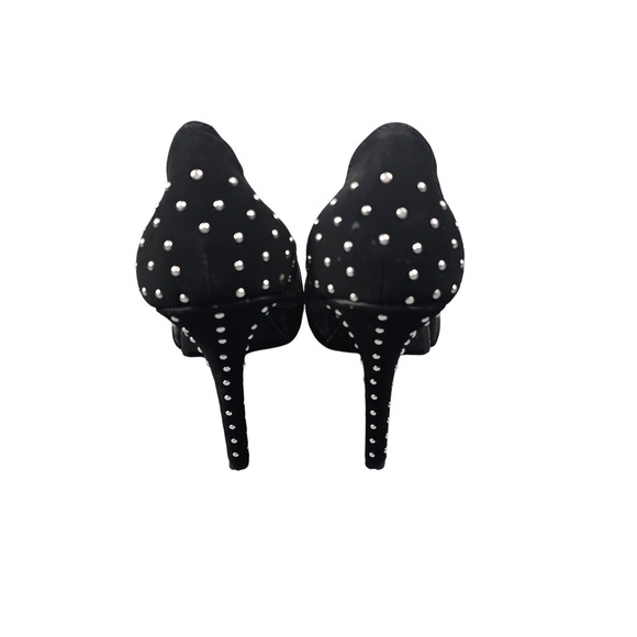 Madeline Girl Black Polka‎ Dot Mesh Stiletto Heels Party Shoes Womens 8M - Picture 7 of 8